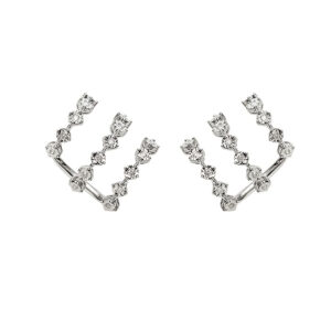 Brinco 3 Guias Ouro Branco 18K Diamante 0.18CTS