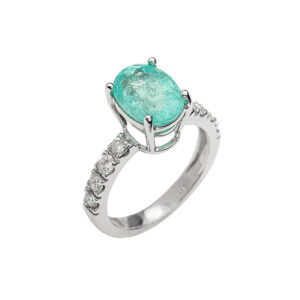 Anel Oceano Ouro Branco 18K Turmalina Paraíba 2.80CTS