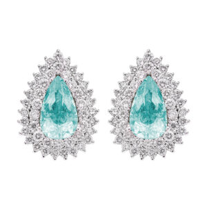 Brinco Lady Ouro Branco 18K Turmalina Paraíba 1.41CTS e Diamante 1CTS