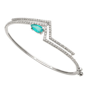 Pulseira Bracelete Raio Ouro Branco 18K Turmalina Paraíba Brasileira 1.13CTS e Diamantes