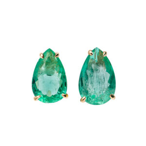 Brinco Gota Solitário Ouro Amarelo 18K Esmeralda 3.61CTS