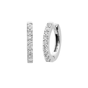 Brinco Argola Ouro Branco 18K com Diamante