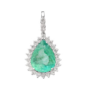 Pingente Lady Ouro Branco 18K Esmeralda 5.22CTS e Diamantes 0.75 CTS