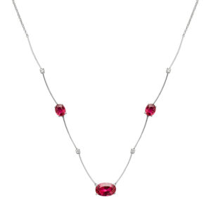 Colar Ouro Branco 18K Rubelita 5.58CTS e Diamante 0.20CTS
