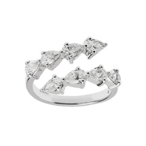 Anel Gota Duplo Ouro Branco 18K Diamantes 1.57 CTS