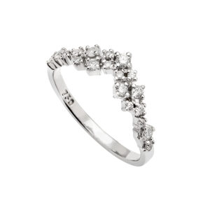 Anel Coroa Ouro Branco 18K Diamantes 0.32CTS