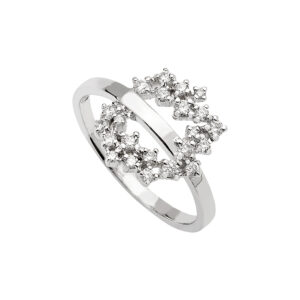 Anel Cripta Ouro Branco 18K Diamantes 0.37CTS