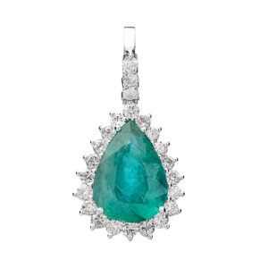 Pingente Lady Ouro Branco 18K Esmeralda 3.85CTS e Diamantes 0.72CTS