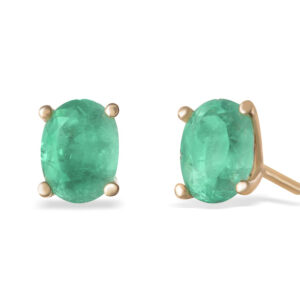 Brinco Solitário Esmeralda Oval Ouro Amarelo 18K Esmeralda 1.59CTS