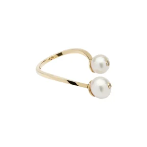 Anel Beatrice em Ouro Amarelo 18K com Pérolas e Diamantes 0,06 CTS