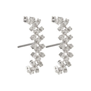 Brinco Earhook Maleável em Ouro Branco 18K com Diamantes 0,82CTS