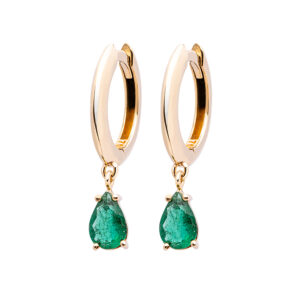 Piercing Brinco Gota Ouro Amarelo 18K Esmeralda 0.54CTS par.