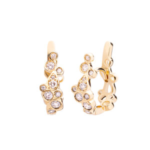 Piercing Argola Irregular Maré Ouro Amarelo 18K Diamantes 0.16CTS o par.