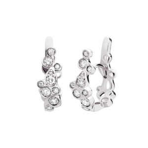 Piercing Argola Irregular Maré Ouro Branco 18K Diamantes 0.16CTS o par.