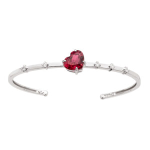 Pulseira em Ouro Branco 18K com Rubelita 2,30CTS e Diamantes 0,15CTS