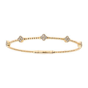 Pulseira Bracelete em Ouro Amarelo 18K com Diamantes 0,34CTS