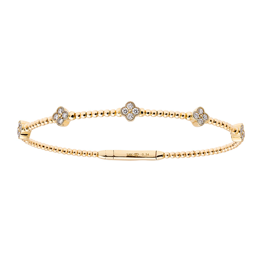 Pulseira Bracelete em Ouro Amarelo 18K com Diamantes 0,34CTS