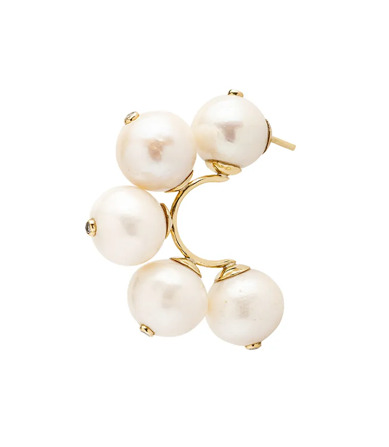 Brinco Grace Kelly Argola em Ouro Amarelo 18K com Pérola e Diamantes 0,30 CTS