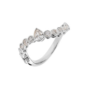 Anel Gota Ouro Branco 18K Diamante Central 0,30 CTS