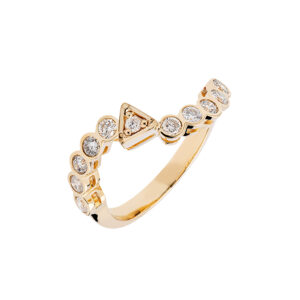 Anel Triângulo Ouro Amarelo 18K Triângulo Diamantes 0,55 CTS