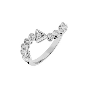 Anel Triângulo Ouro Branco 18K Triângulo Diamantes 0,55 CTS