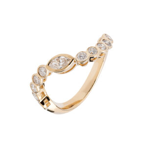 Anel Navete Ouro Amarelo 18K Diamante Navete 0,50 CTS