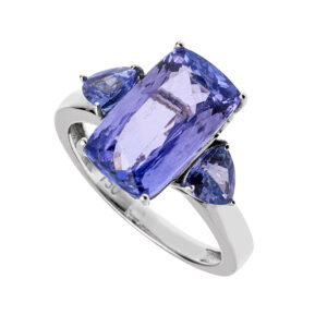 Anel Azura Ouro Branco Tanzanitas