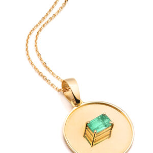 Pingente Mandala em Ouro Amarelo 18K com Esmeralda Colombiana