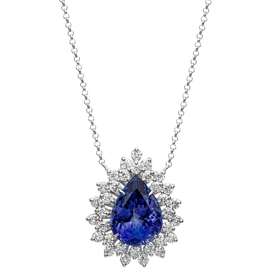 Colar Lady em Ouro Branco 18K com Tanzanita 5,12 CTS e Diamantes 2,32 CTS