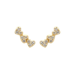 Brinco Trio Corações Diamantes
